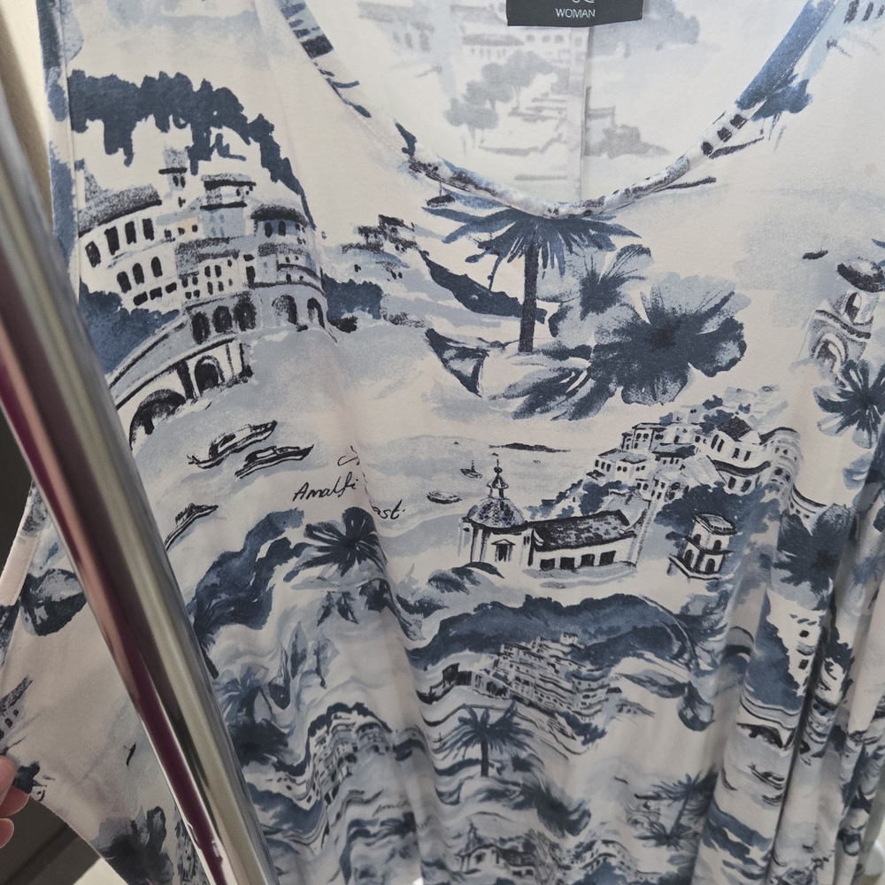 Cynthia Rowley Blue and White Patterned Top